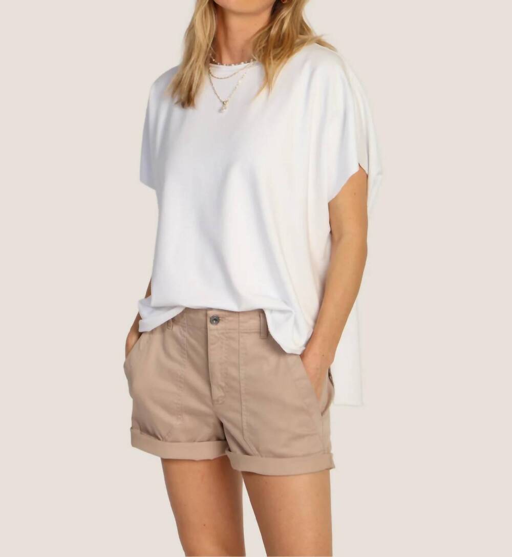 NEW DYLAN caplet short sleeve top in white